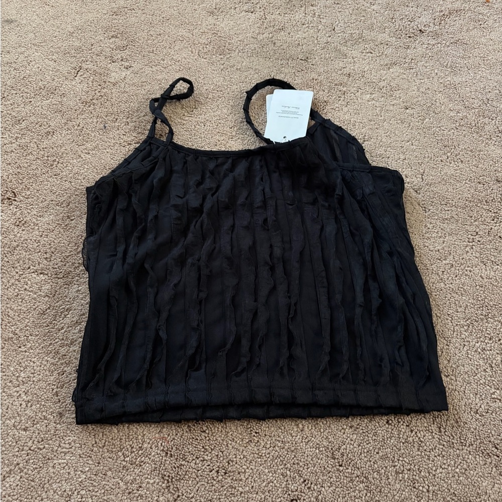 Textured Black Spaghetti-Strap Cami -  Women's
